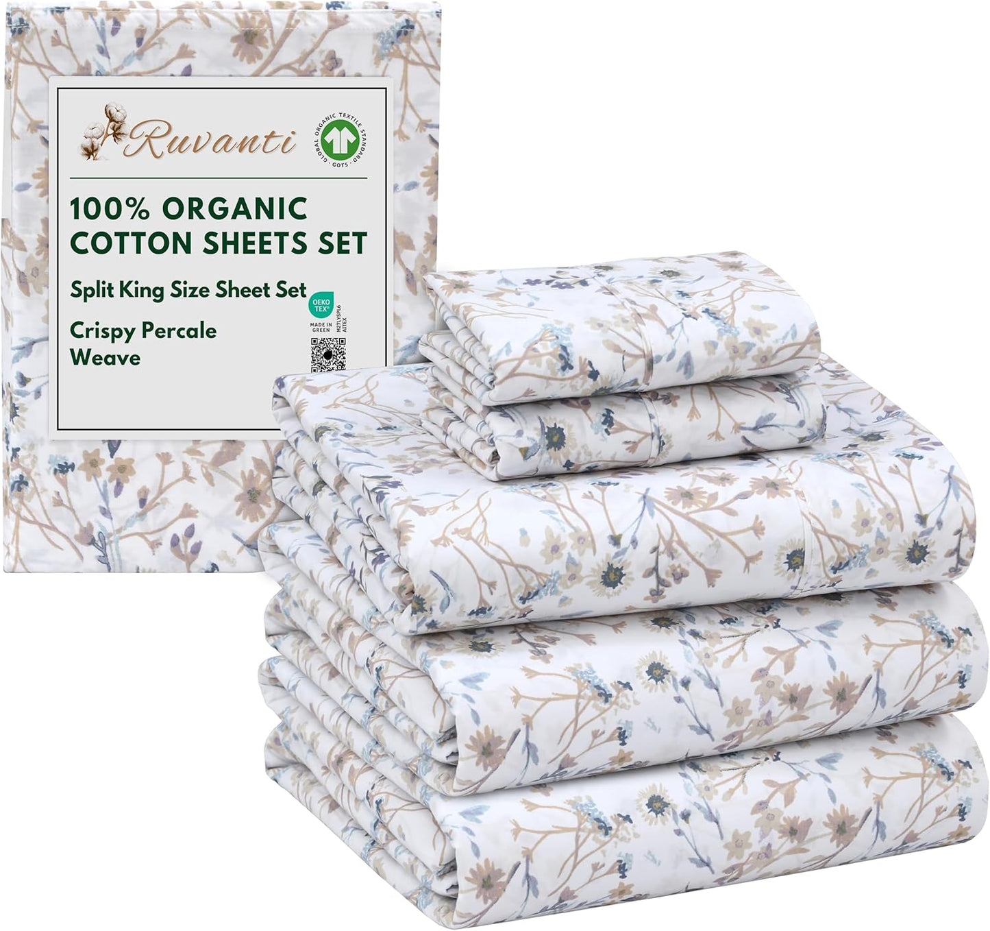 100% Organic Cotton Sheets Split King Set for Ultimate Comfort