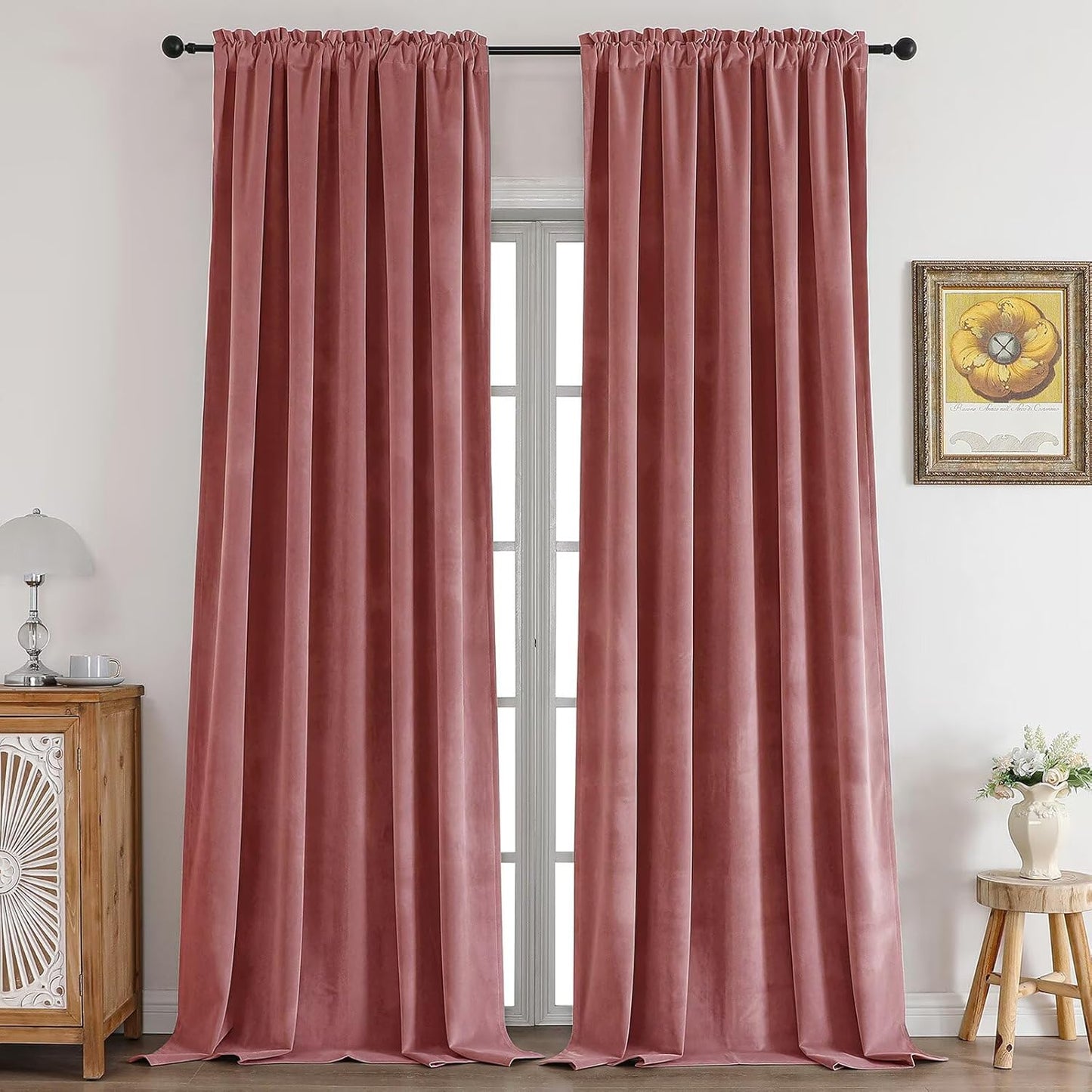 Dusty Rose Velvet Curtains for Elegant Room Darkening Style
