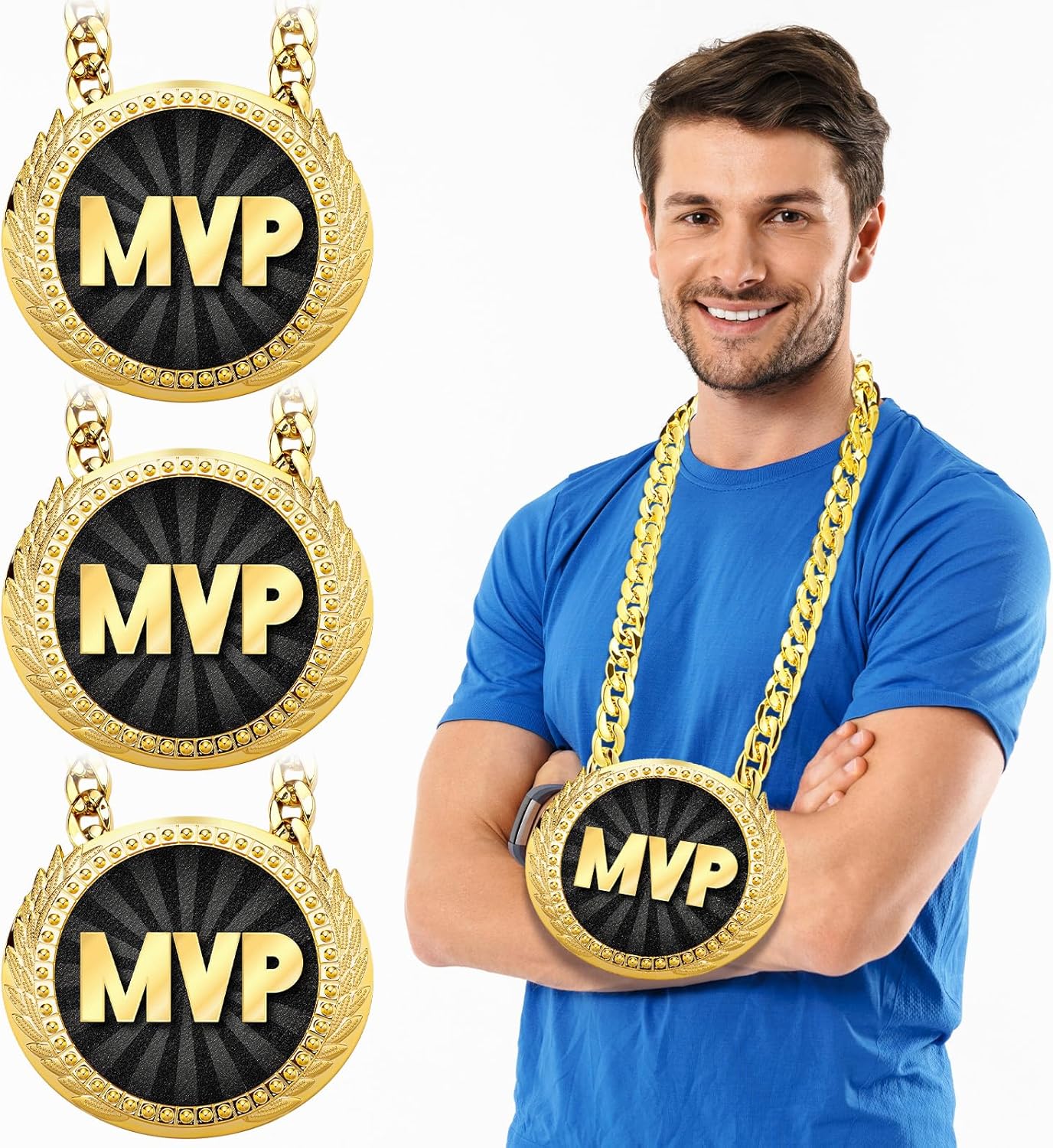 Tondiamo 3 Pcs Sports Turnover Chains for MVP Players Medals