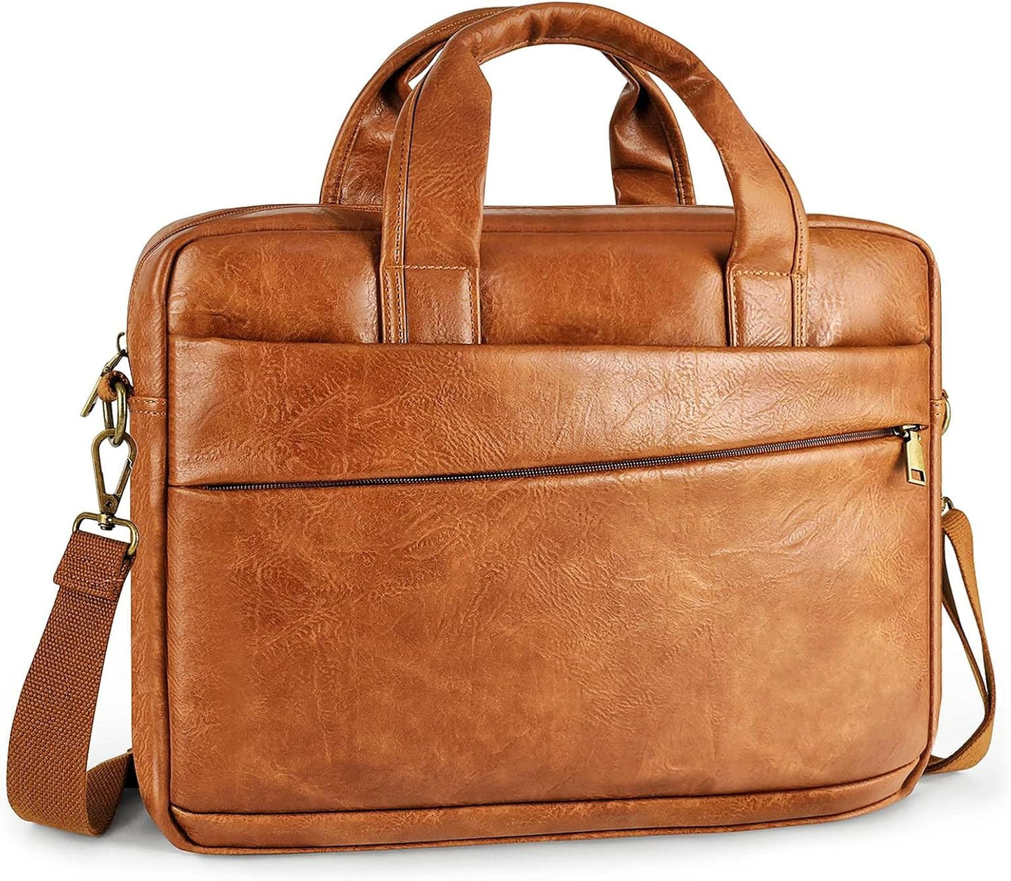Faux Leather Messenger Bag for Men 15.6 Inch Laptop Bag