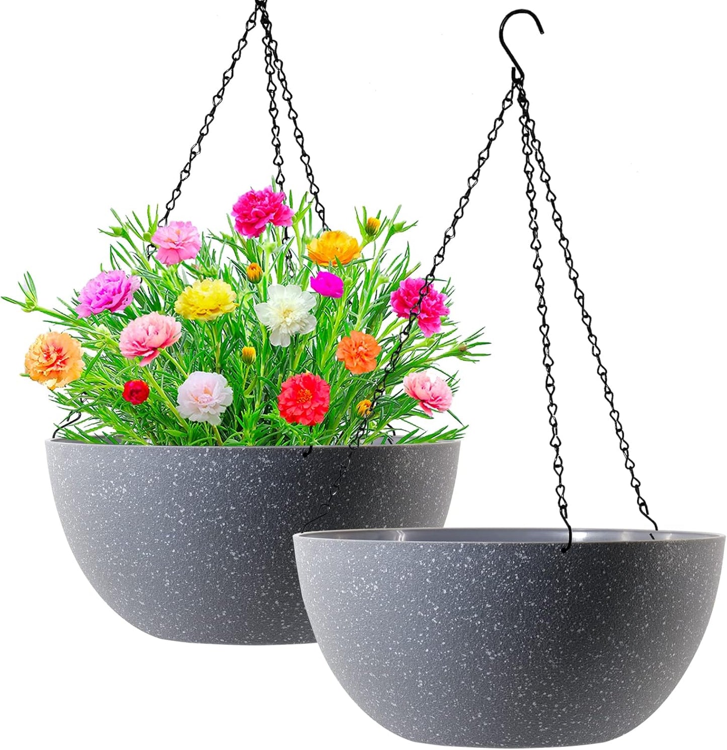 Large 13 Inch Hanging Planters for Indoor Outdoor Use - 2 Pack