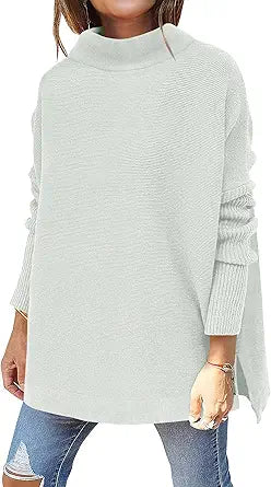 Oversized Turtleneck Sweater for Women - Cozy Knit Pullover