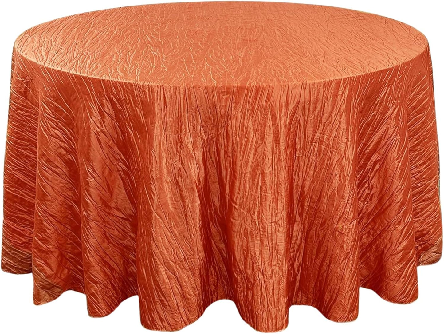 120 Inch Round Crinkle Taffeta Tablecloth in Terracotta for Events