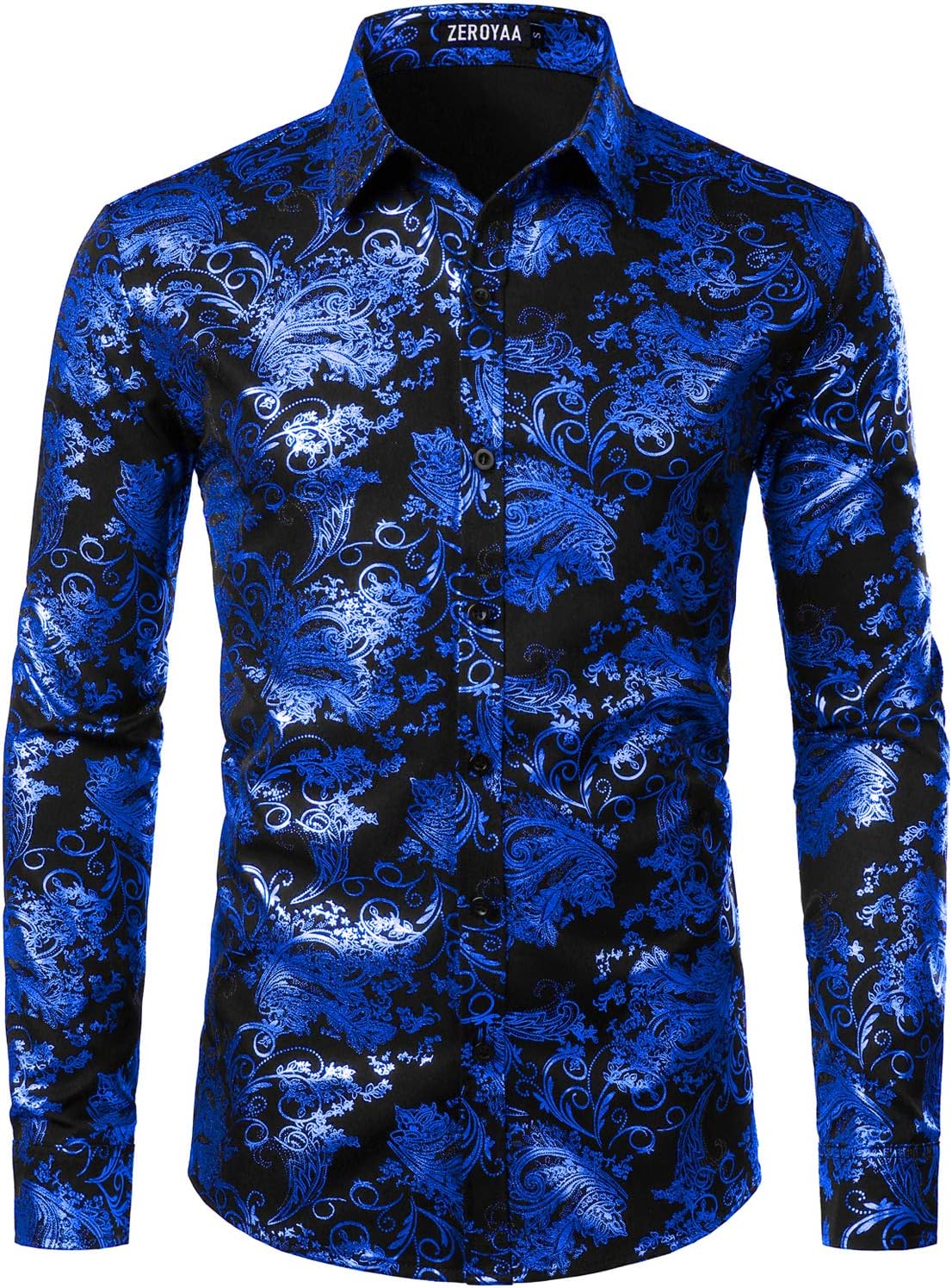 Luxury Paisley Dress Shirt for Men - Shiny Floral Button Down