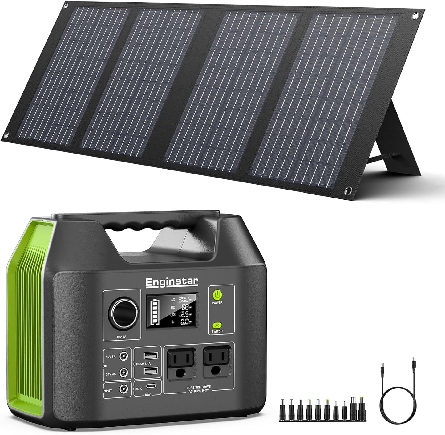 EnginStar Portable Power Station: 300W Pure Sine Wave AC Outlet