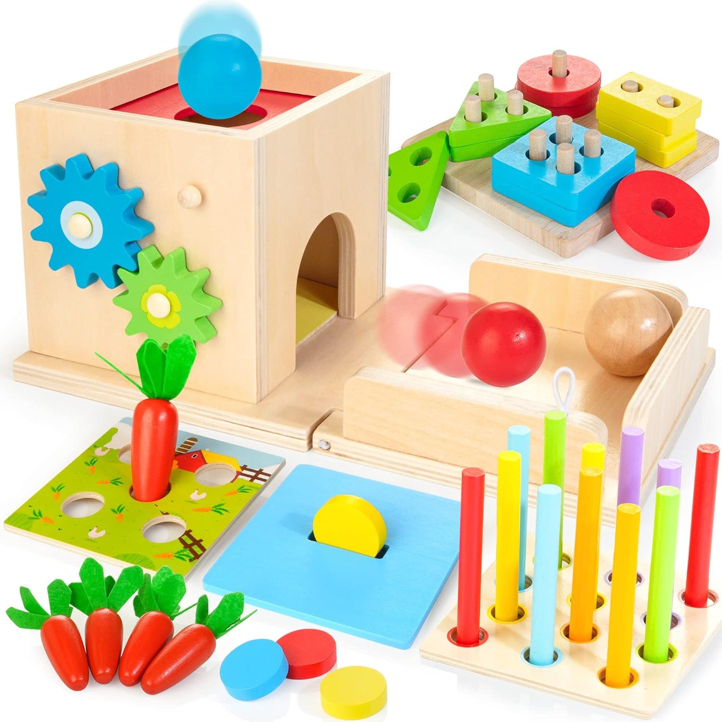 Montessori 8-in-1 Wooden Play Kit for 1+ Year Olds