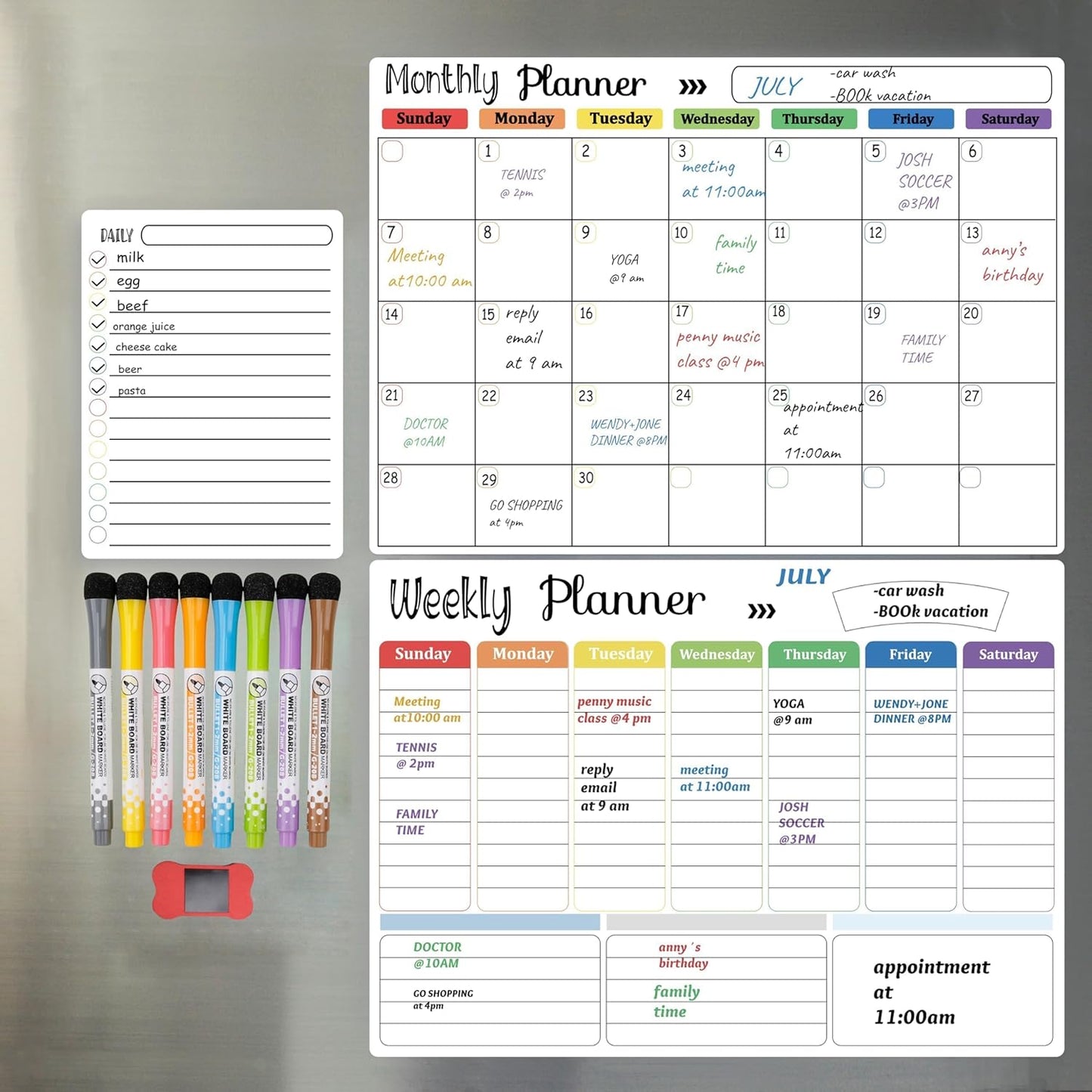Organize with Ease: Hivillexun 3-Pack Magnetic Whiteboards
