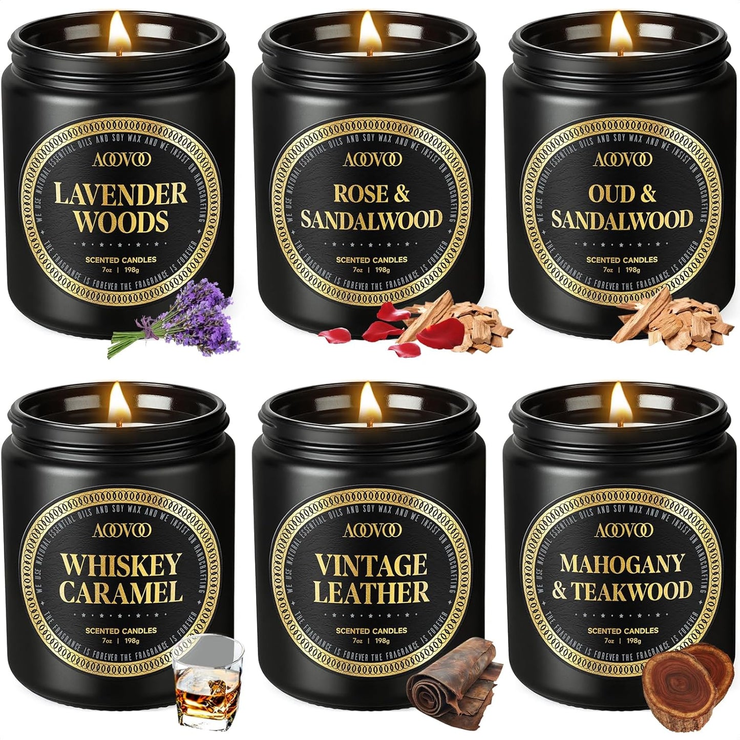 AOOVOO Scented Candles Gift Set - 6 Pack for Men and Women