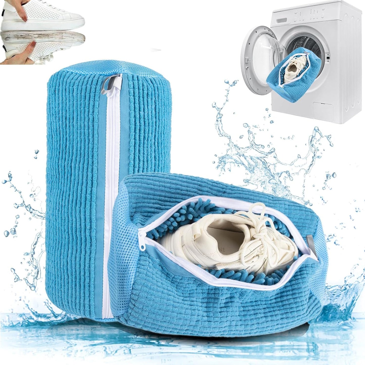 Shoe Wash Bags x2, Blue, Zippered with Water Holes, 11.25L - AMZDAMAI