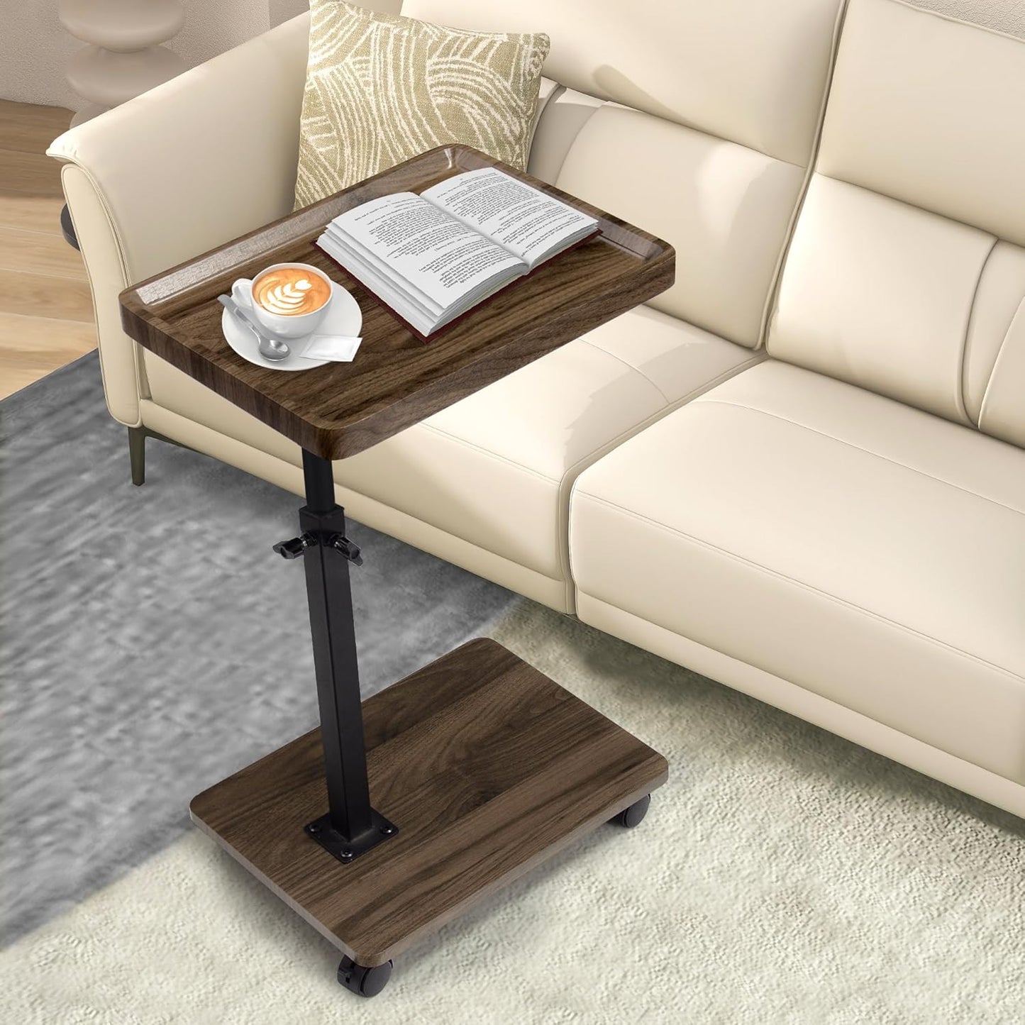 Aoligrace Adjustable C Table: Mobile Swivel Side