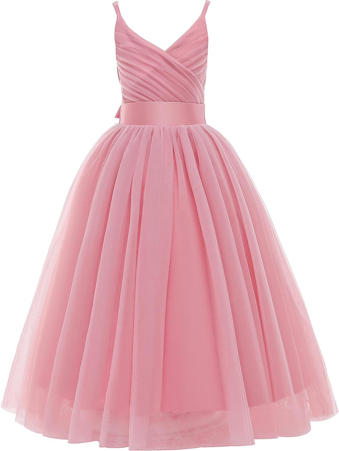 Glamulice Flower Girls Spaghetti Strap Tulle Dress for Weddings