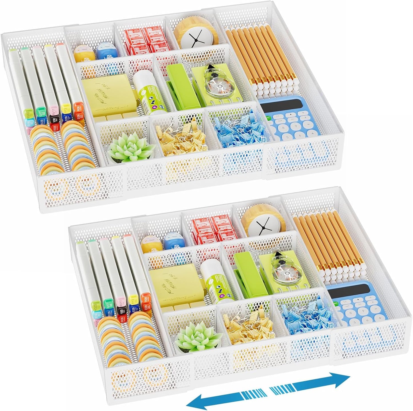 Expandable Desk Drawer Organizer with Adjustable Compartments