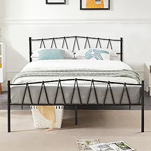 VECELO Full Size Bed Frame with Vintage Metal Platform Design