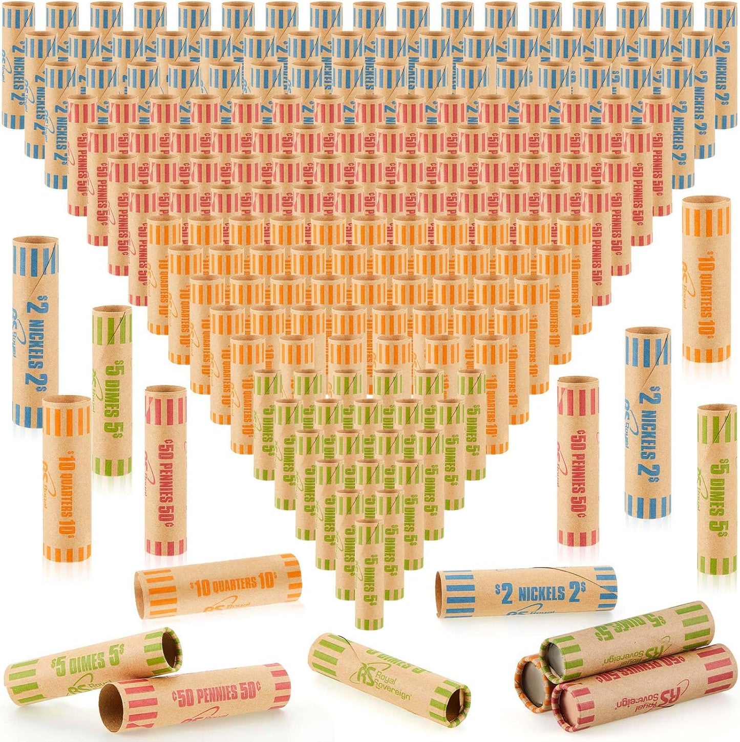 Outus 1024 Pcs Assorted Coin Wrappers for Easy Coin Sorting