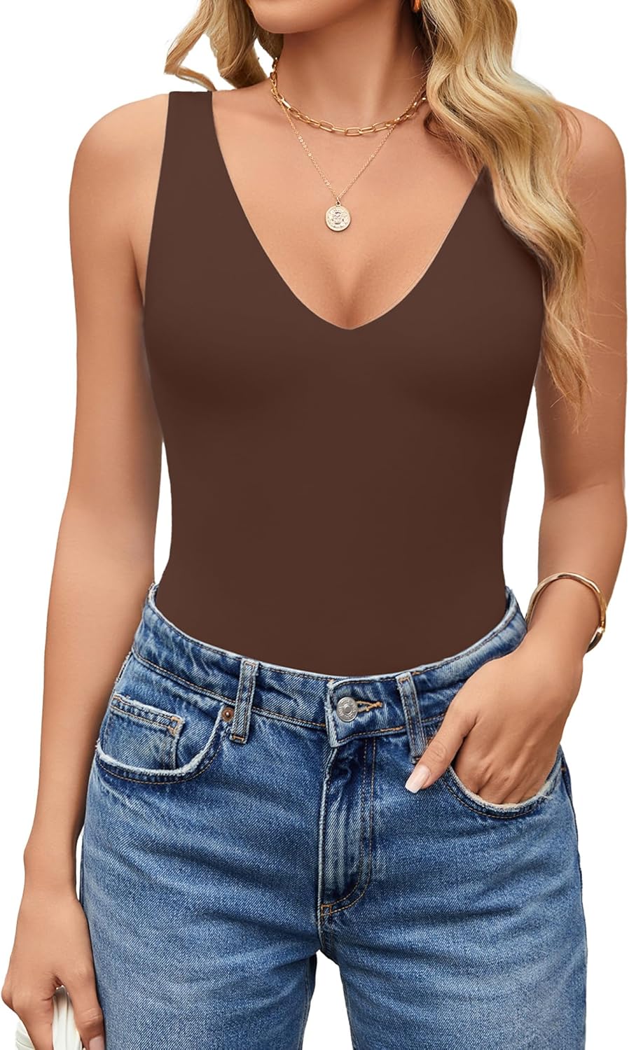 Avidlove Women's Sexy Plunge Deep V Neck Bodysuit for Outings