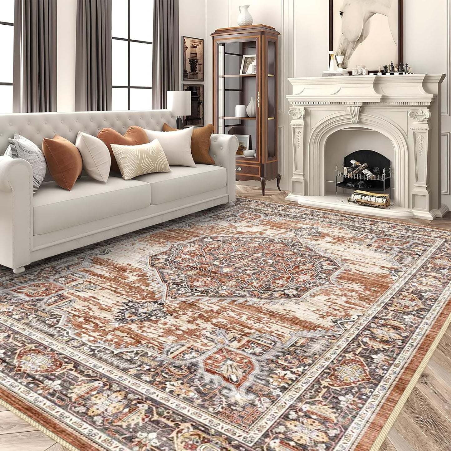 9x12 Area Rugs for Living Room: Washable Ultra Thin Rug