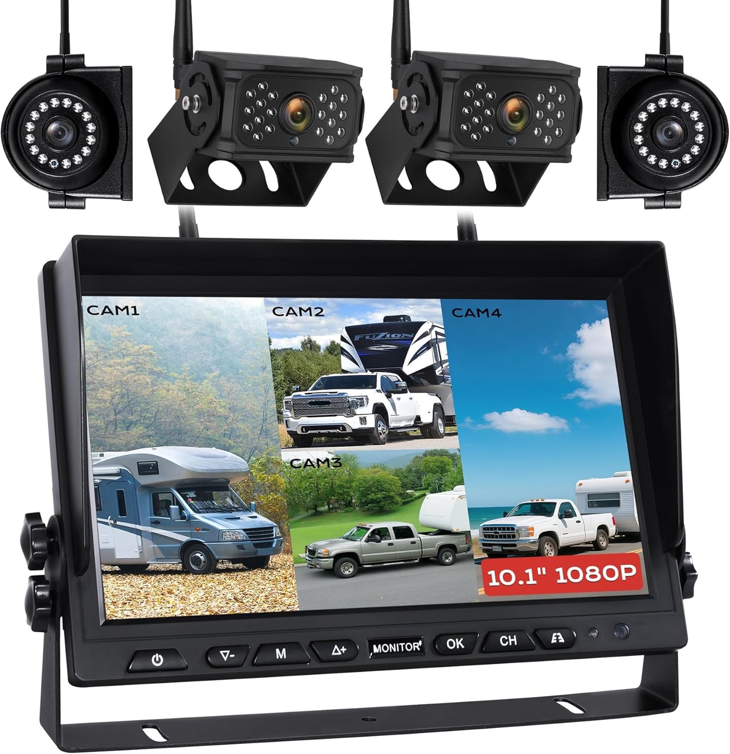 10.1 Wireless RV Backup Camera System with Night Vision Features
