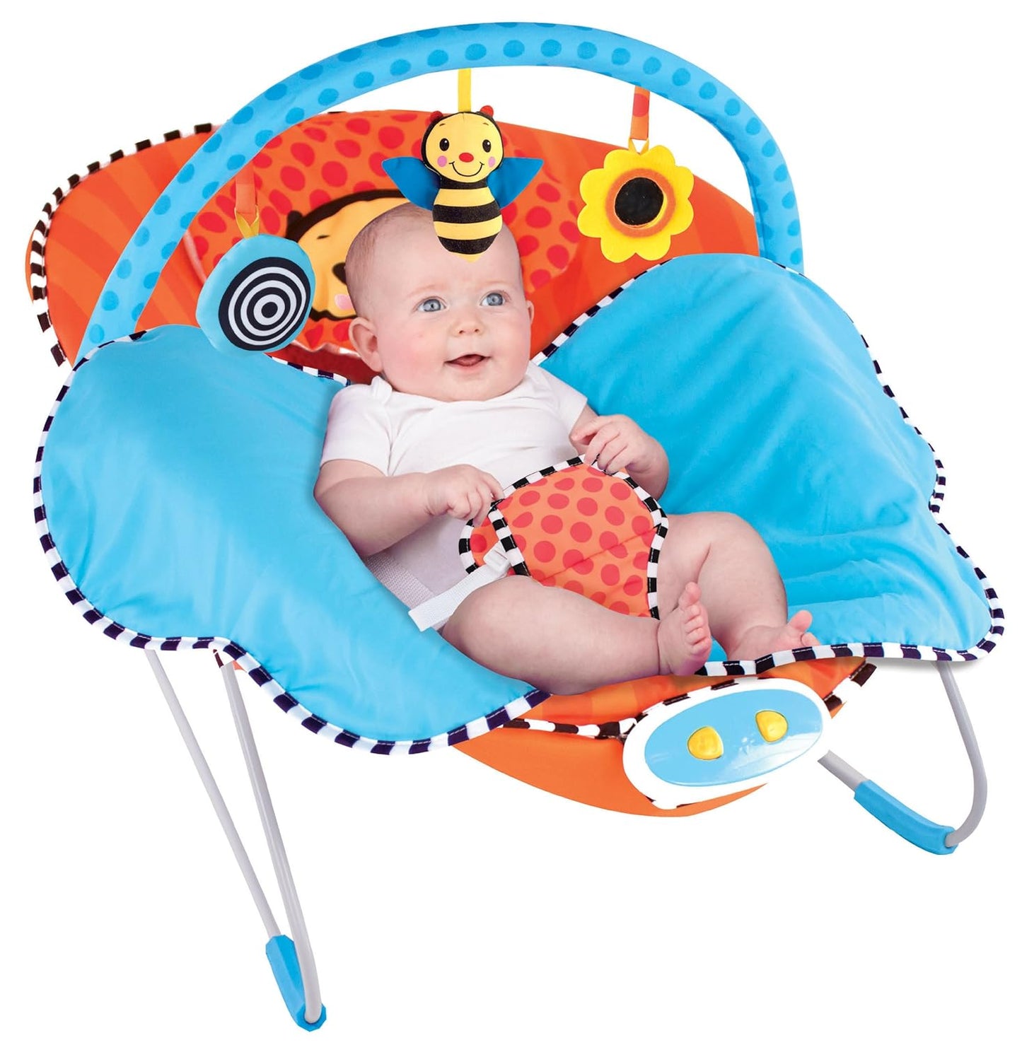 Sassy Cuddle Bug Bouncer with Whimsical Bumble Bee Design