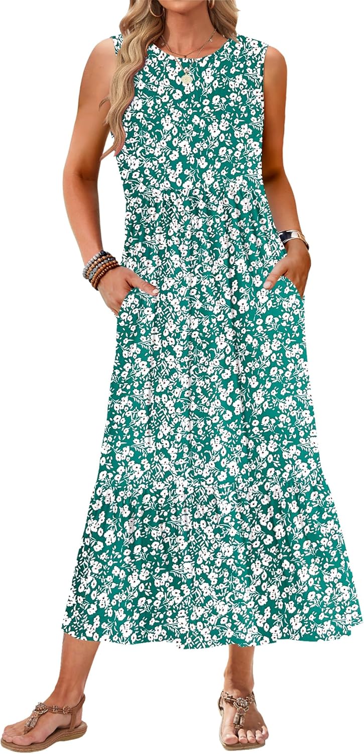 AUSELILY Womens Summer Dresses 2025 Casual Flowy Maxi Dress