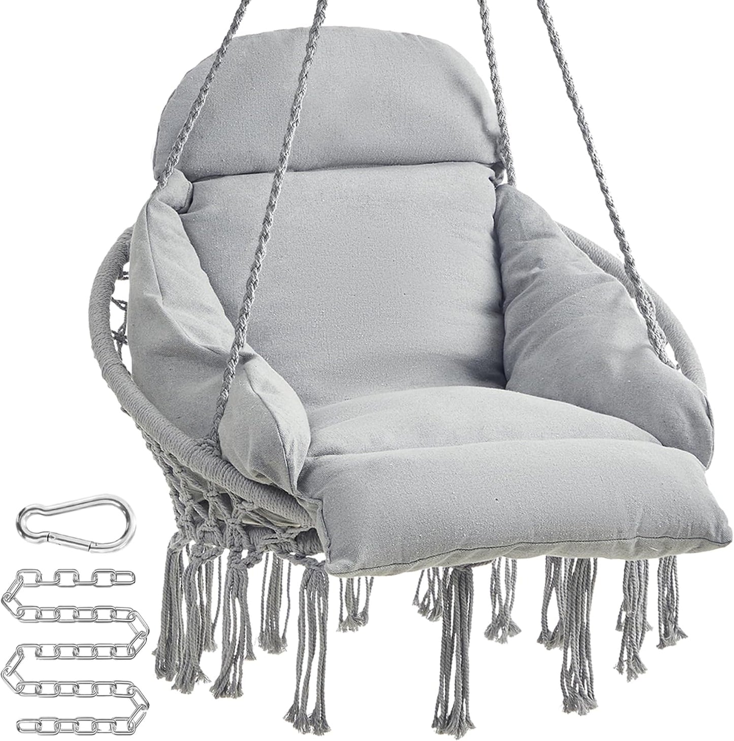 Hammock Chair with Large Cushion for Bedroom and Patio Use