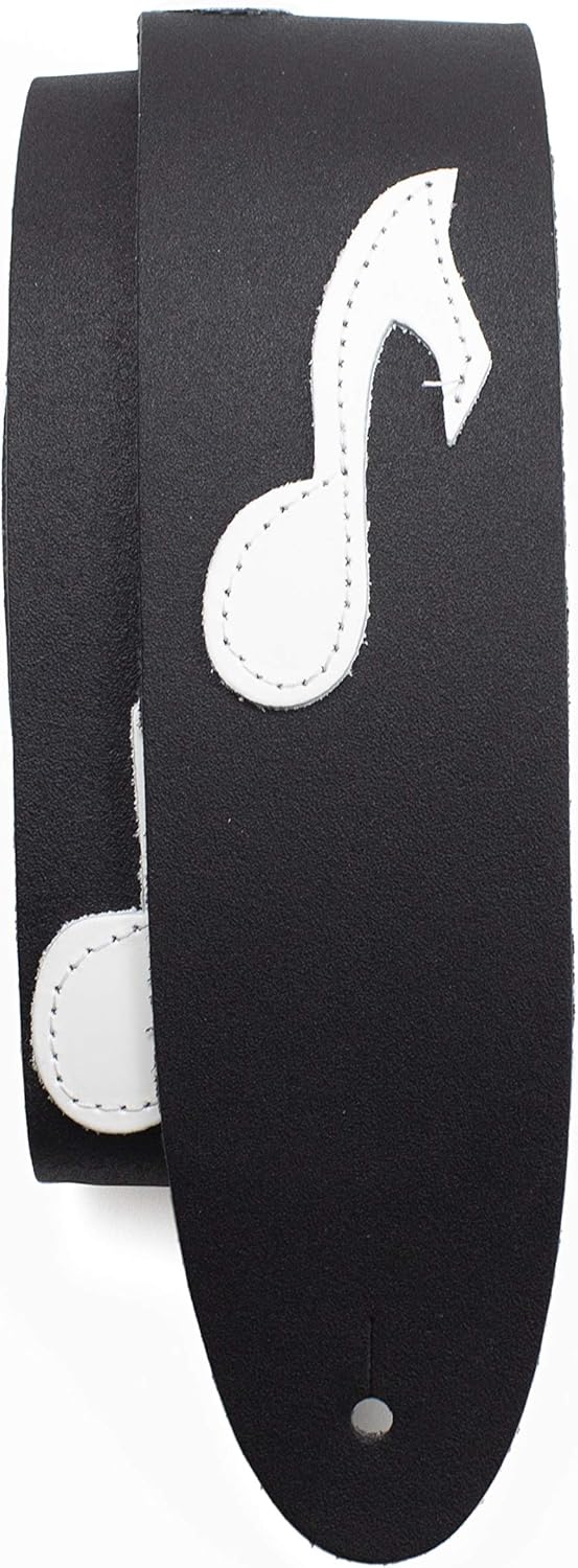 Music Notes Themed Leather Guitar Strap - Anti-Slip & Adjustable