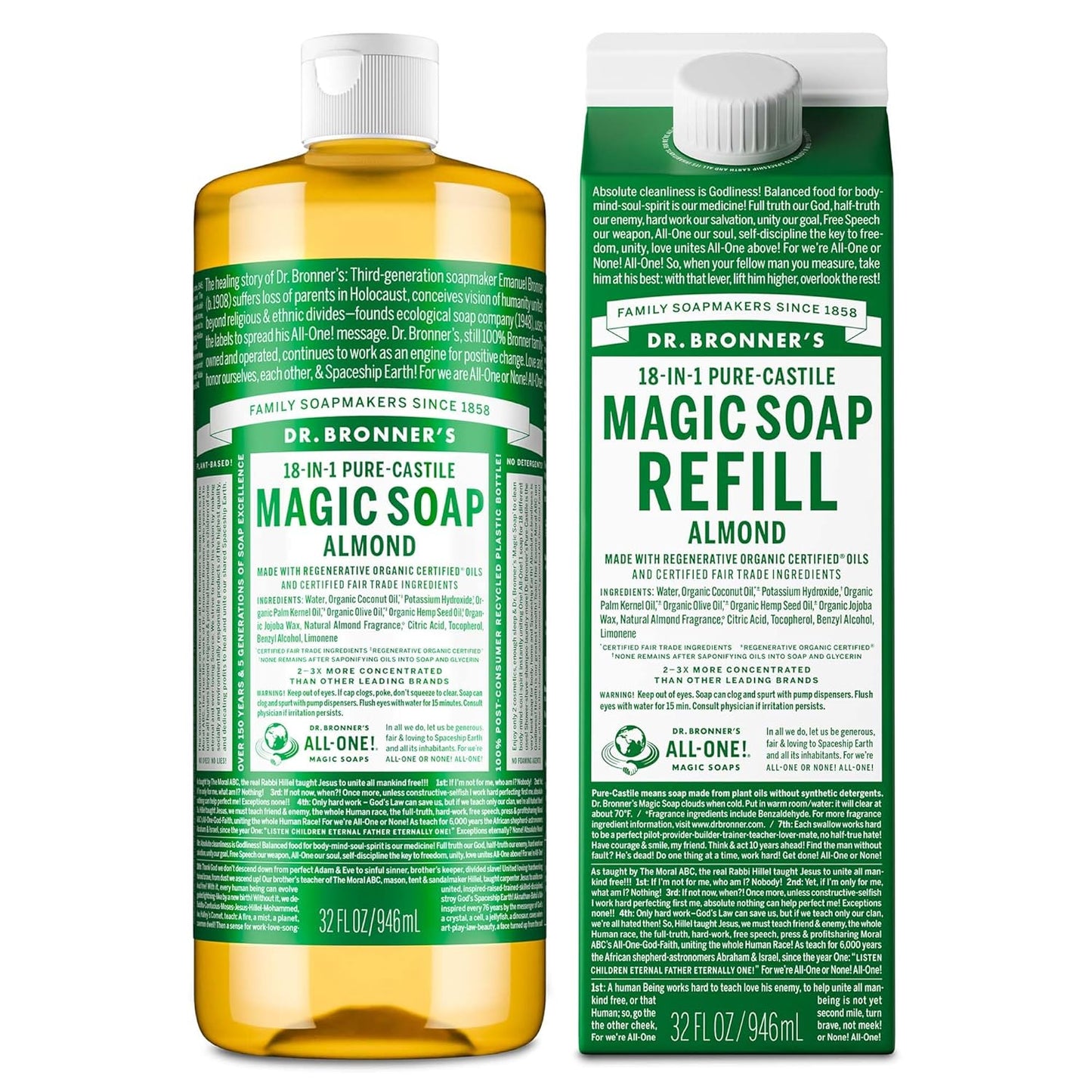 Dr. Bronner's Pure-Castile Magic Soap for Body, Face, Hair & More