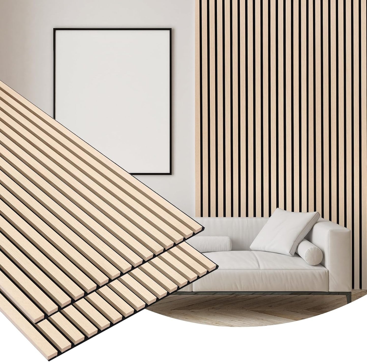 2 Pack Wood Finish Accent Wall Panels for Acoustic Comfort