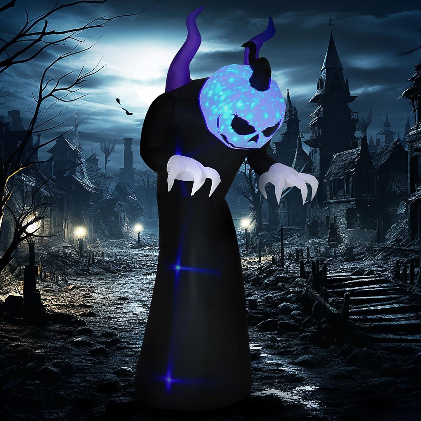 HOMCOM 7ft Halloween Inflatable Ghost Decoration for Yard Fun