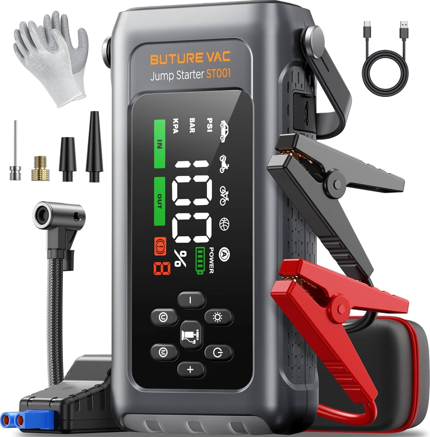 Car Battery Jump Starter with Air Compressor 4500A 150PSI