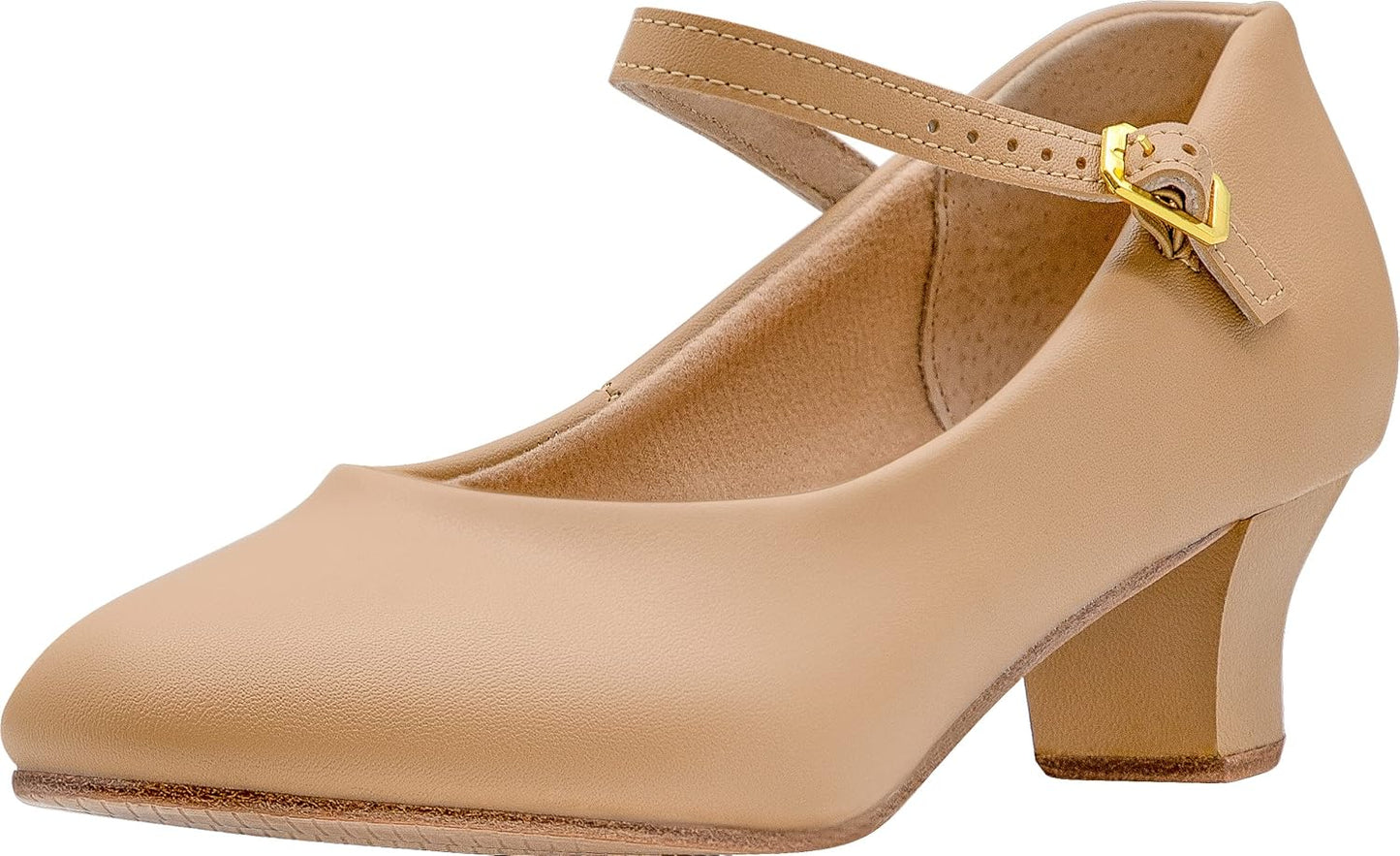 Linodes PU Leather Ankle Strap Character Dance Shoes for Women