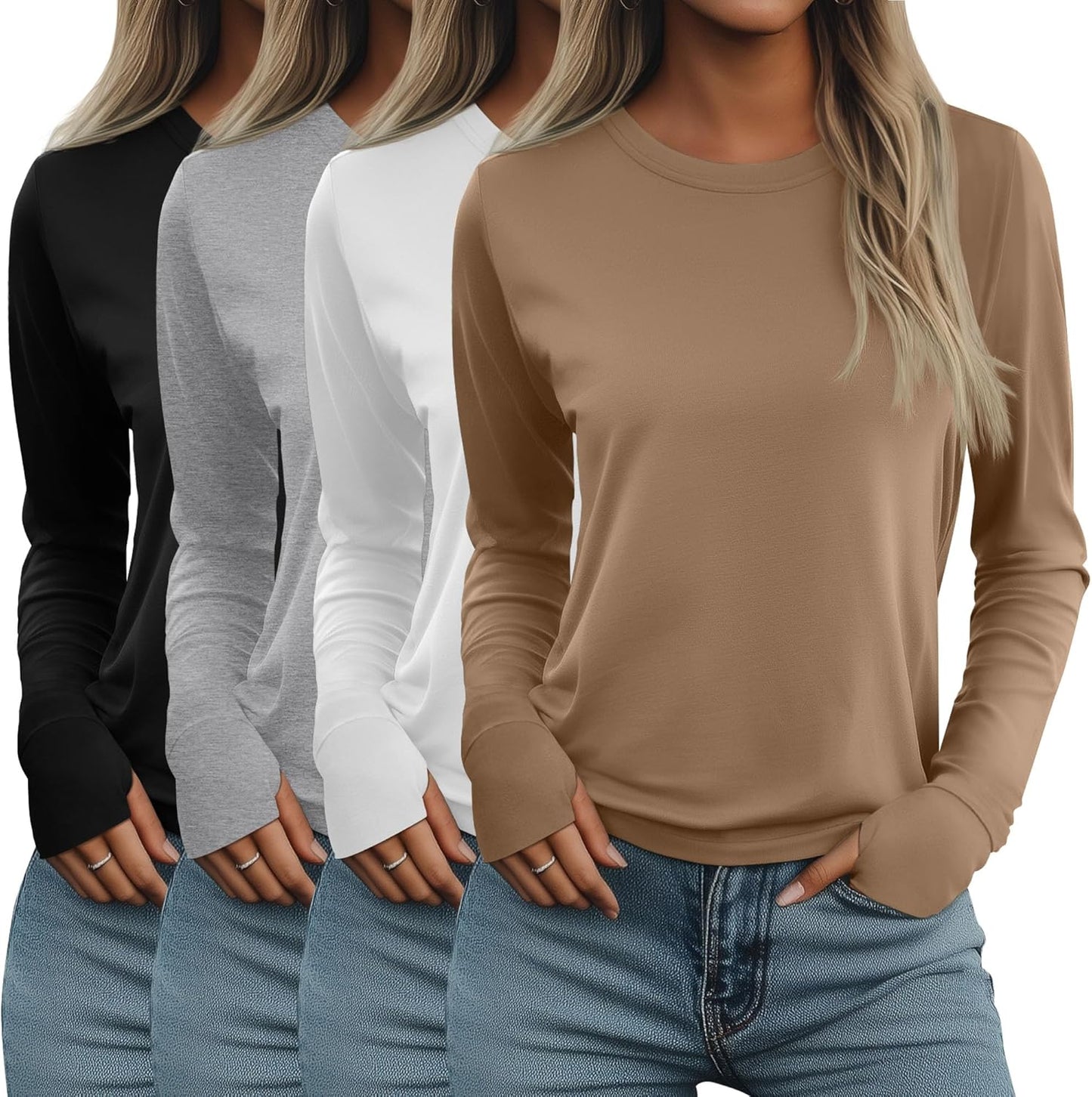 Neer Women's Long Sleeve Shirts with Thumb Holes for Fall Style