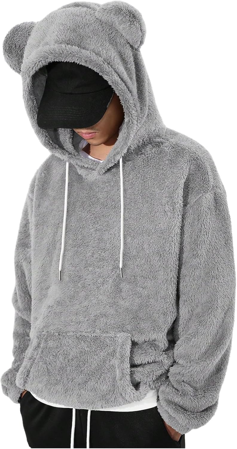 Men's Bear Ear Hoodies Fleece Sweatshirt for Cozy Style