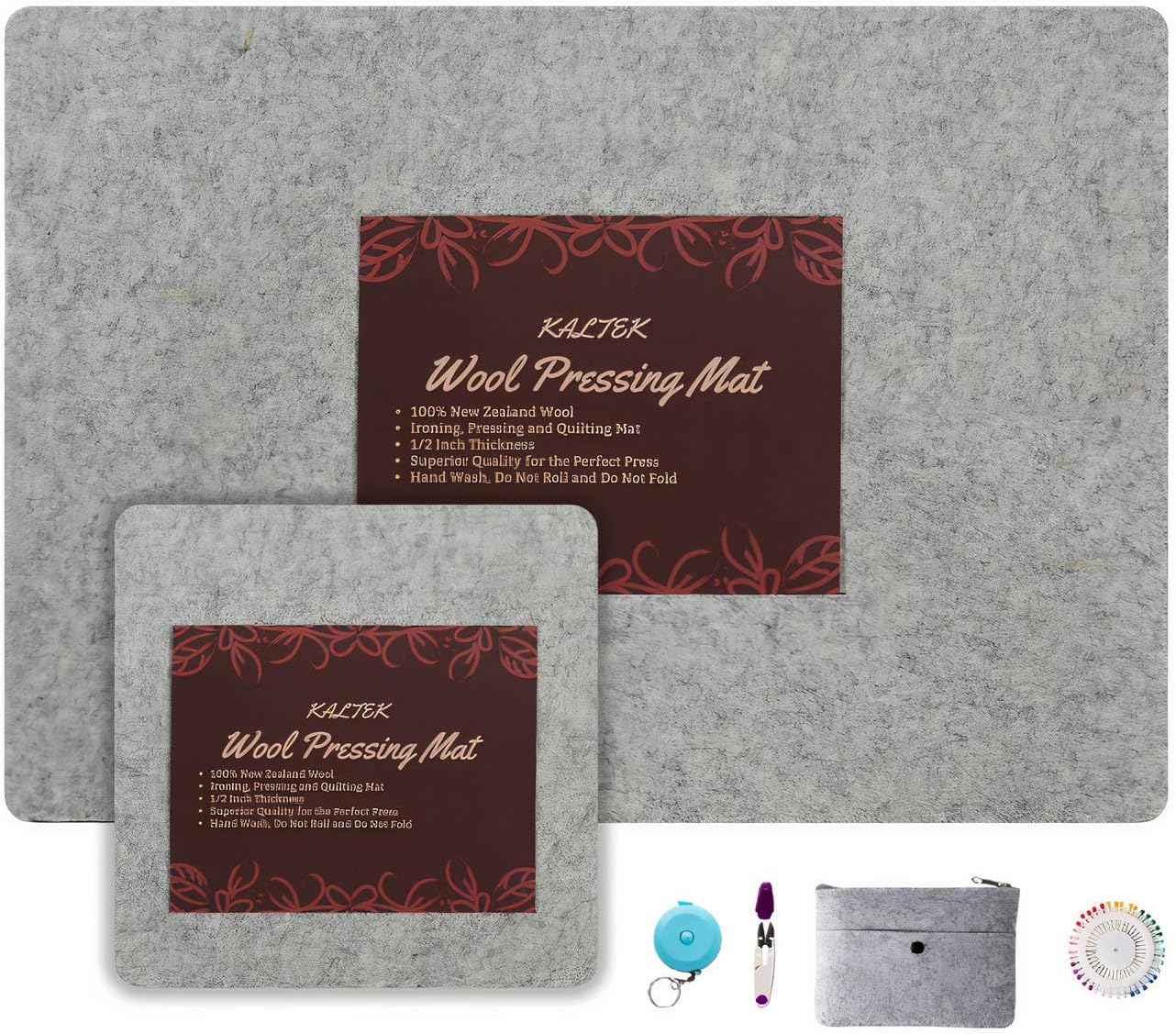 Wool Pressing Mat Set for Quilting - Deluxe 2 Pack with Pouch