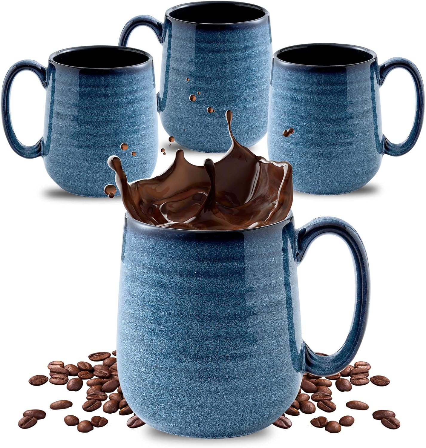 Hasense 15oz Porcelain Coffee Mug Set - Beautiful Glaze, Morning Bliss