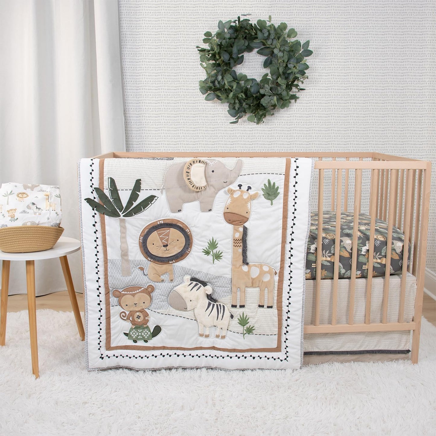 Organic Cotton Baby Crib Bedding Set with Safari Theme Decor