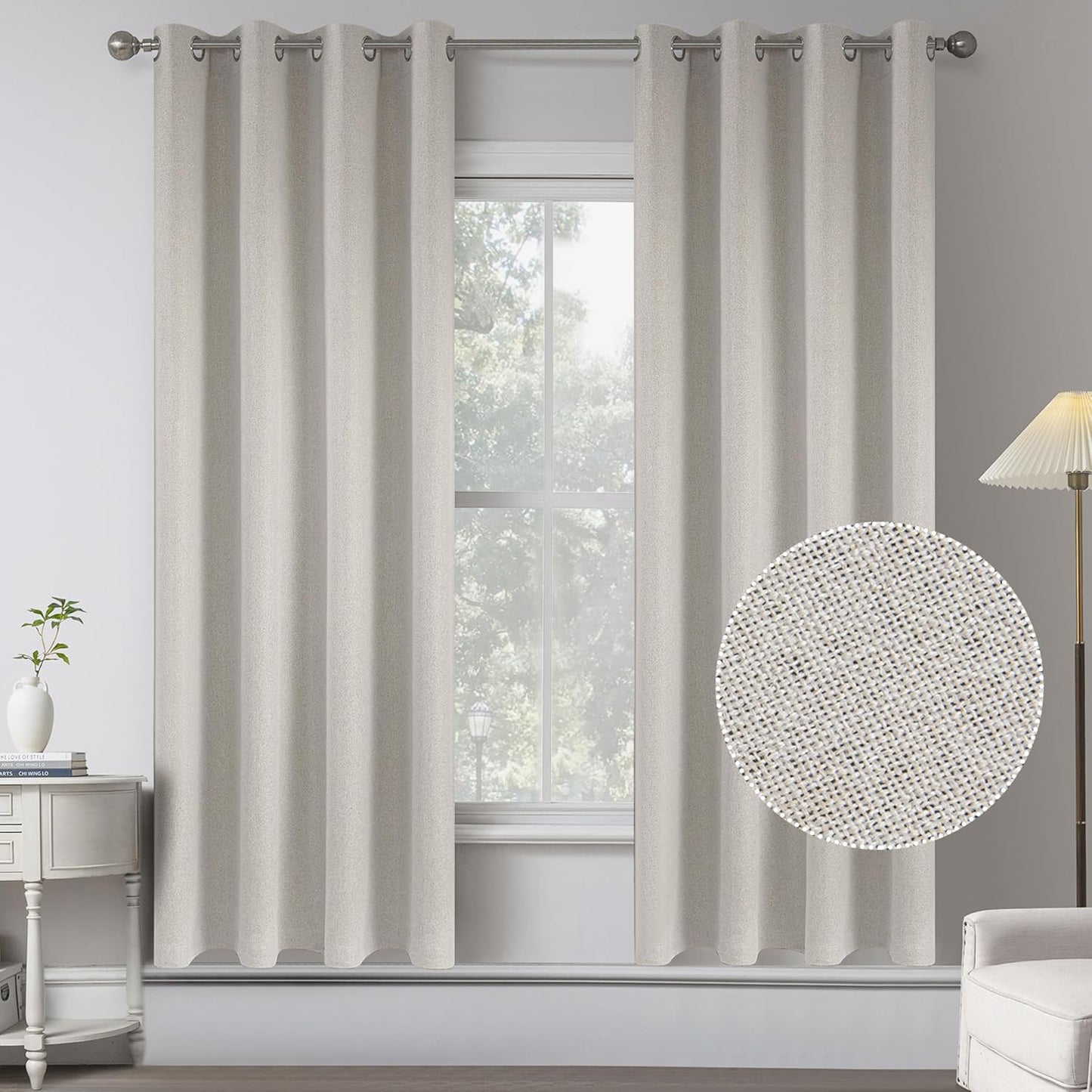Primitive Flax Linen Blackout Curtains for Bedroom and Living Room