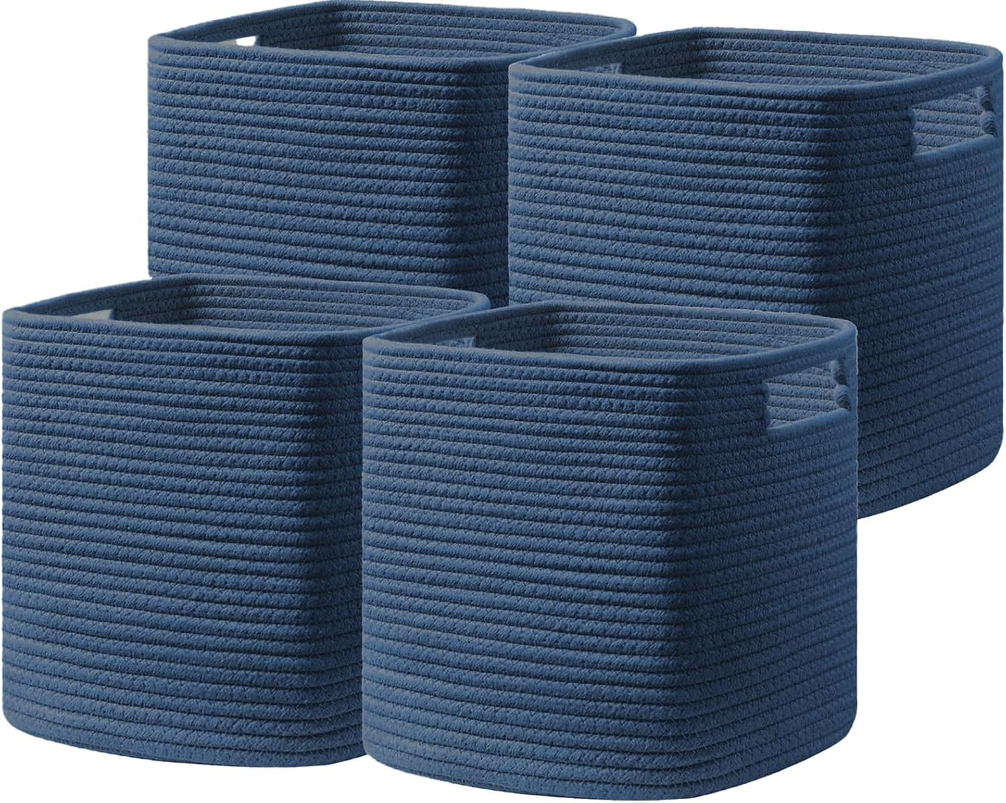 Storage Basket Set of 4 - Stylish Cotton Rope Bins for Organizing