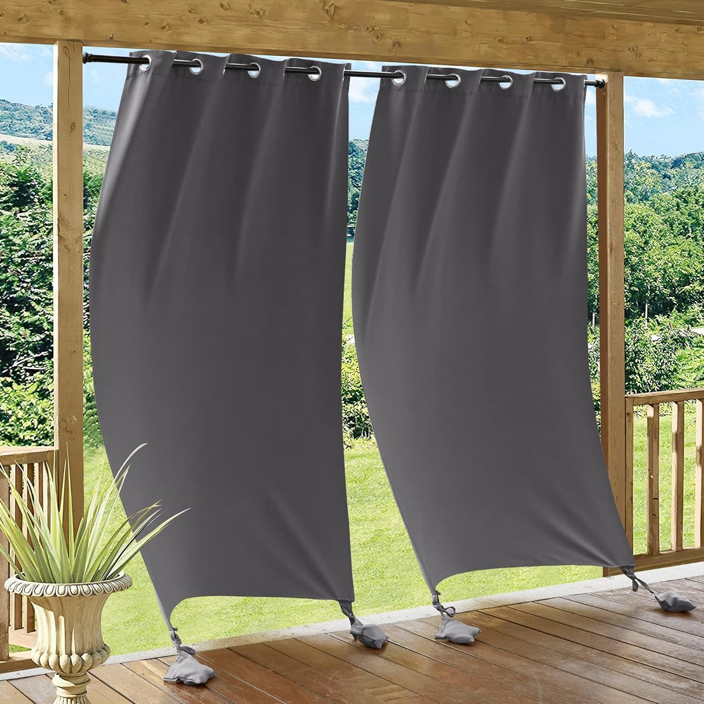 RYB HOME Outdoor Curtains for Windproof and Waterproof Privacy