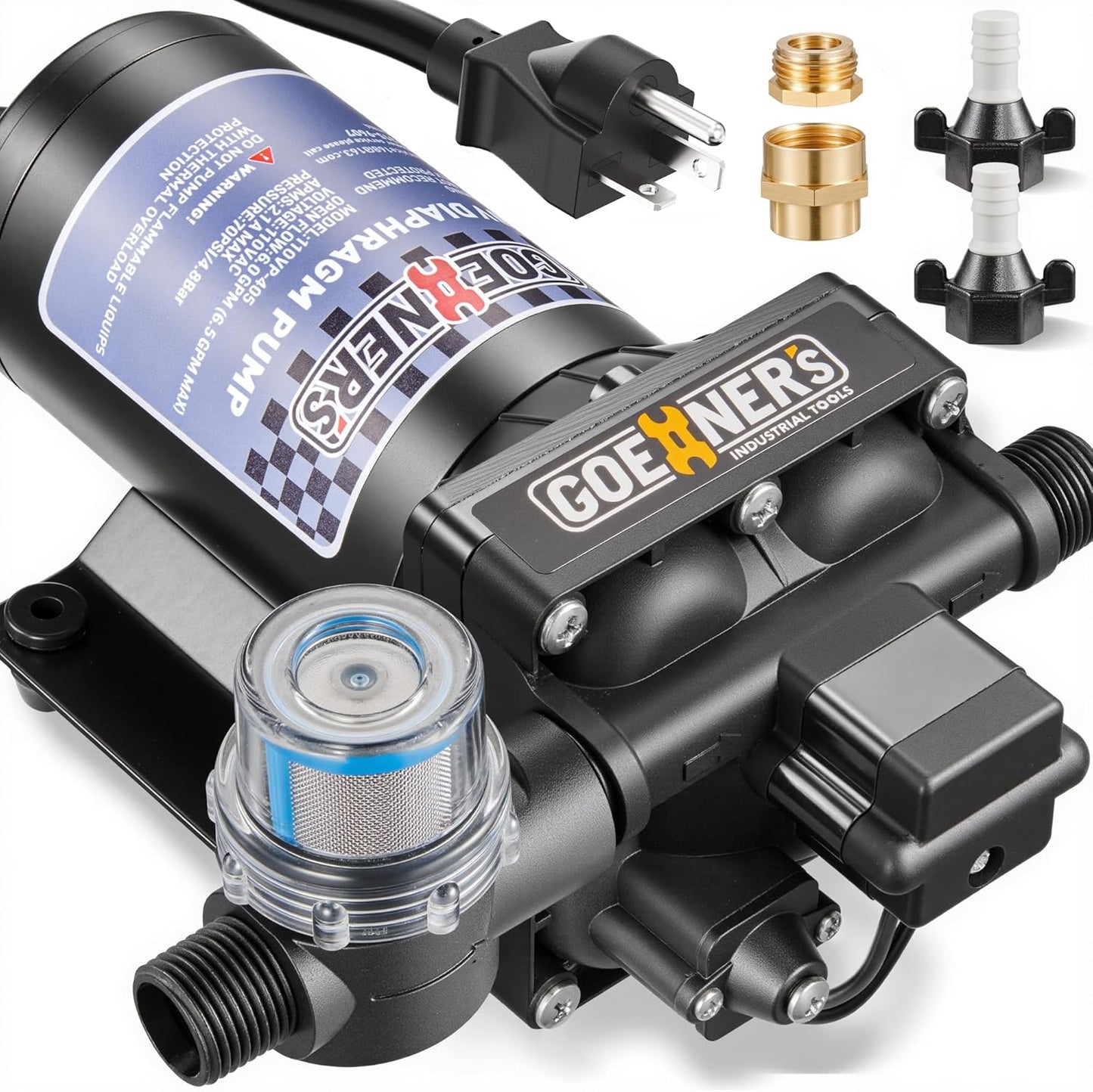 110V AC Fresh Water Pump with 6GPM Flow and 70 PSI Pressure