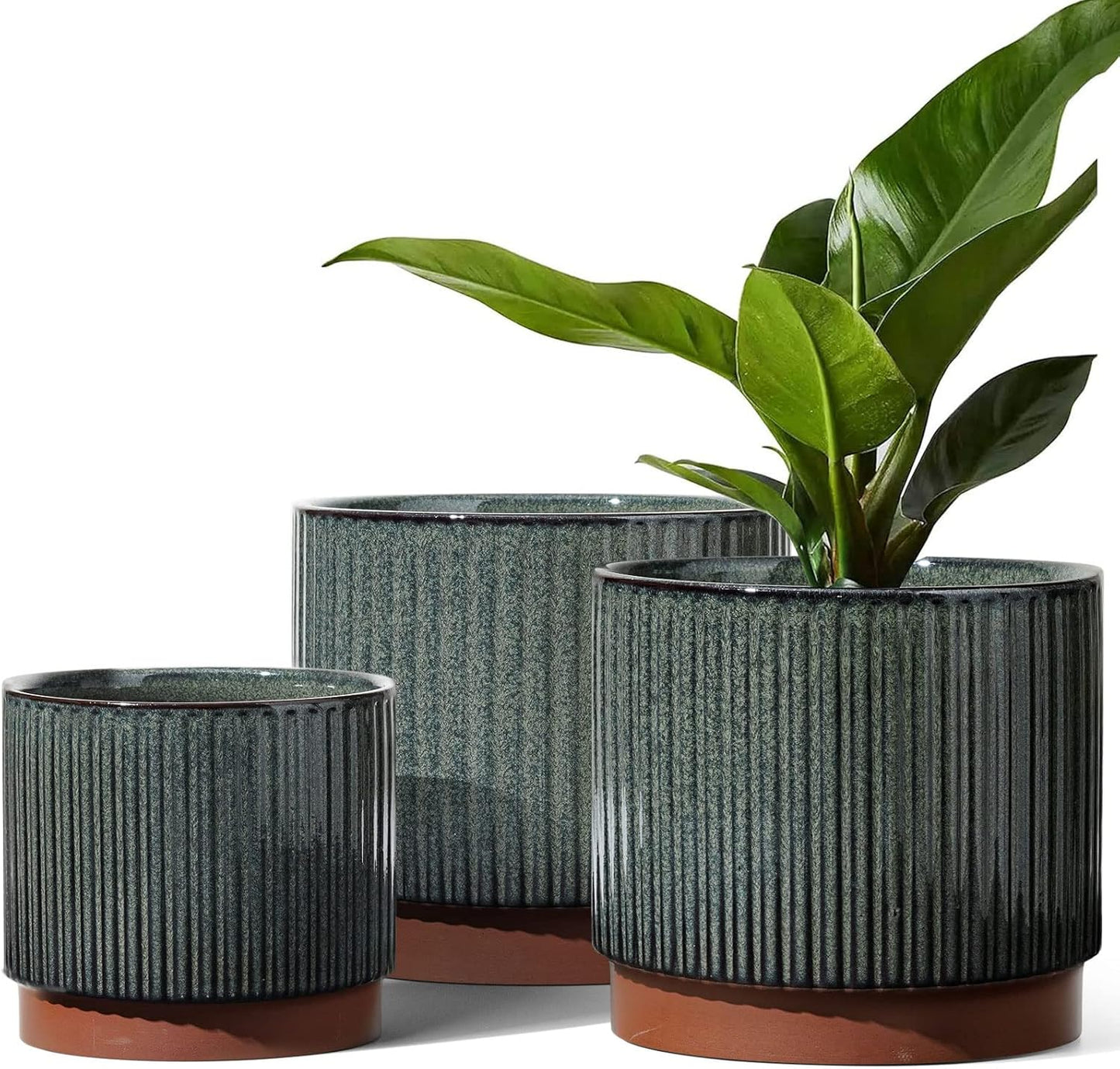 LE TAUCI Ceramic Plant Pots Set of 3 for Indoor Outdoor Use