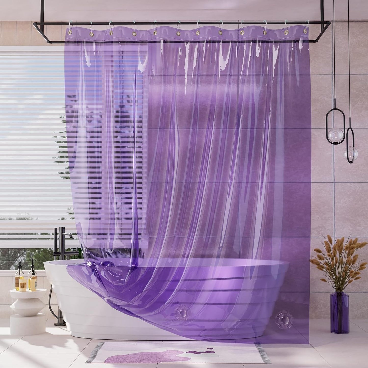 AmazerBath Luxury 2-in-1 Shower Curtain Liner - Heavy Duty & Weighted