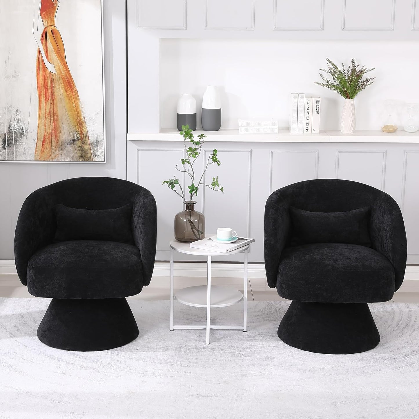 Cozy Swivel Chairs Set: Plush Comfort x2