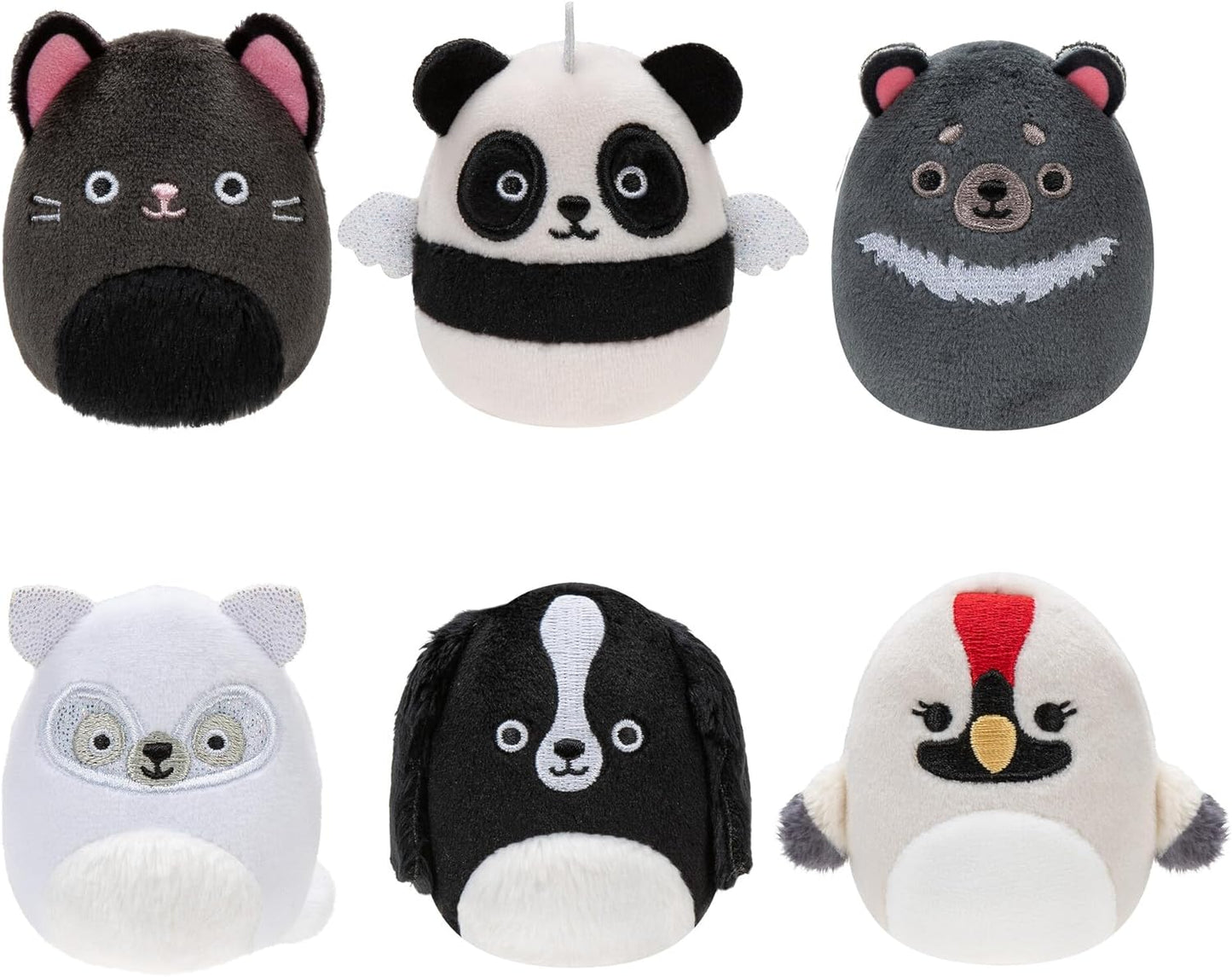 Squishville Black & White Squad Plush - 6 Mini Squishmallows - Toys for Kids