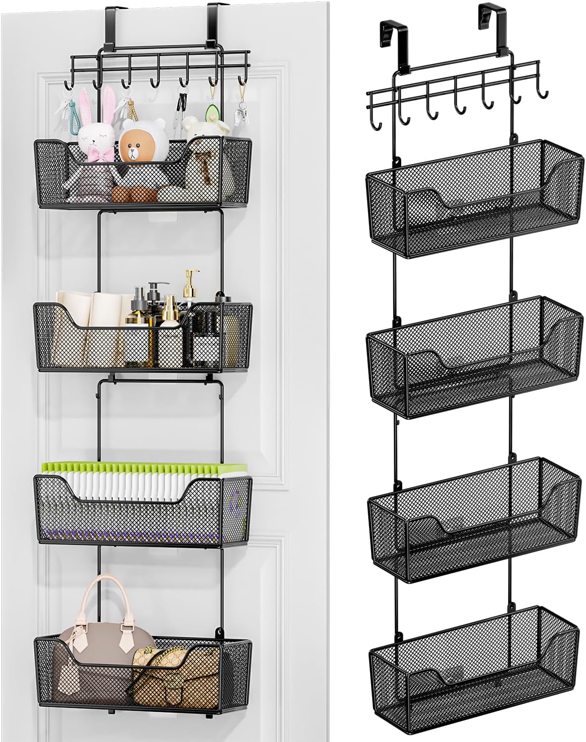 HapiRm Over The Door Organizer with 4 Large Capacity Baskets