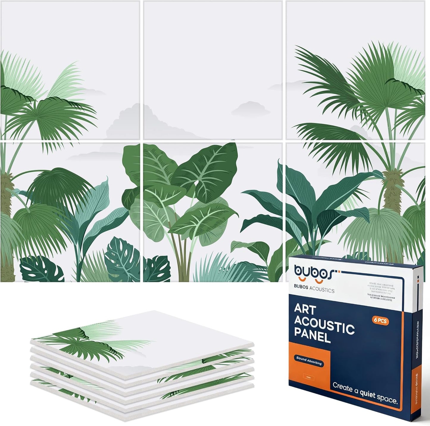 BUBOS 6 Pack Art Acoustic Panels for Soundproofing Walls