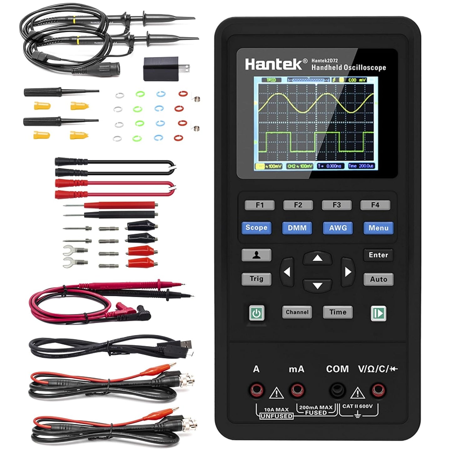 Multifunctional Handheld Oscilloscope 70MHz with 2CH Channels and AFG