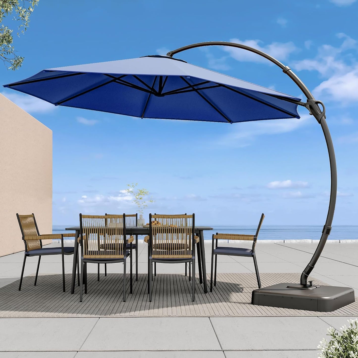 11 FT Deluxe Curvy Cantilever Umbrella for Market and Garden