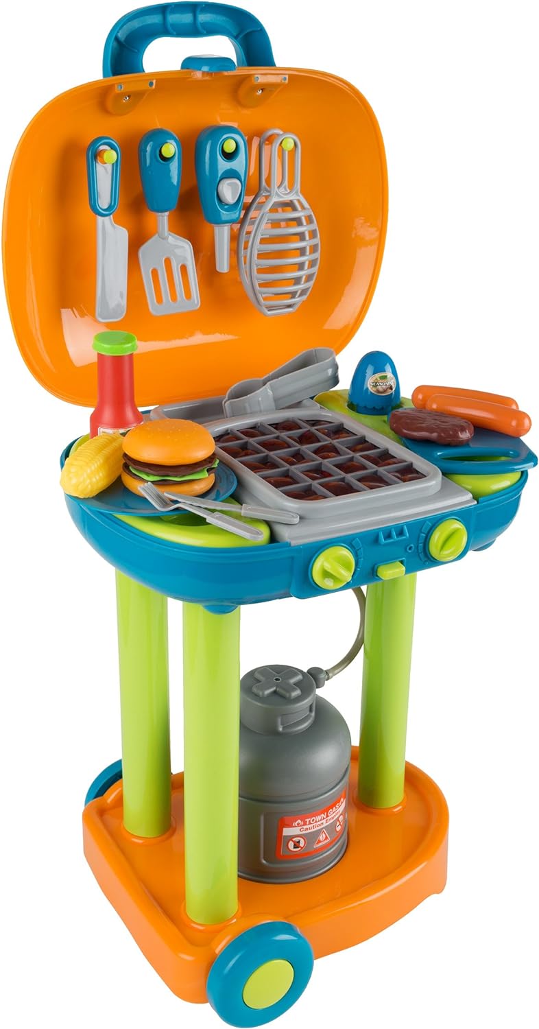 Interactive BBQ Grill Toy Set - Lights & Sounds, Toy Food, Cooking Accessories