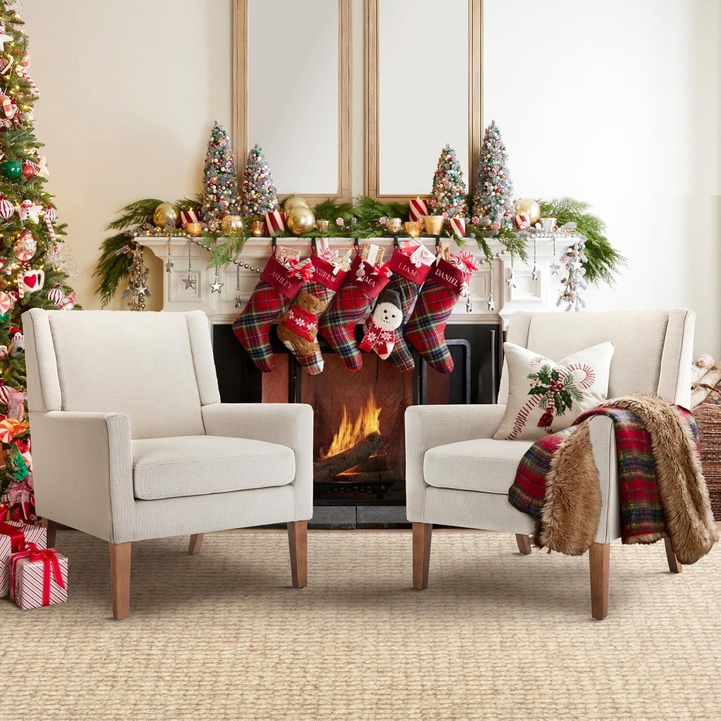 Modern Wingback Living Room Chair Set of 2 for Any Space