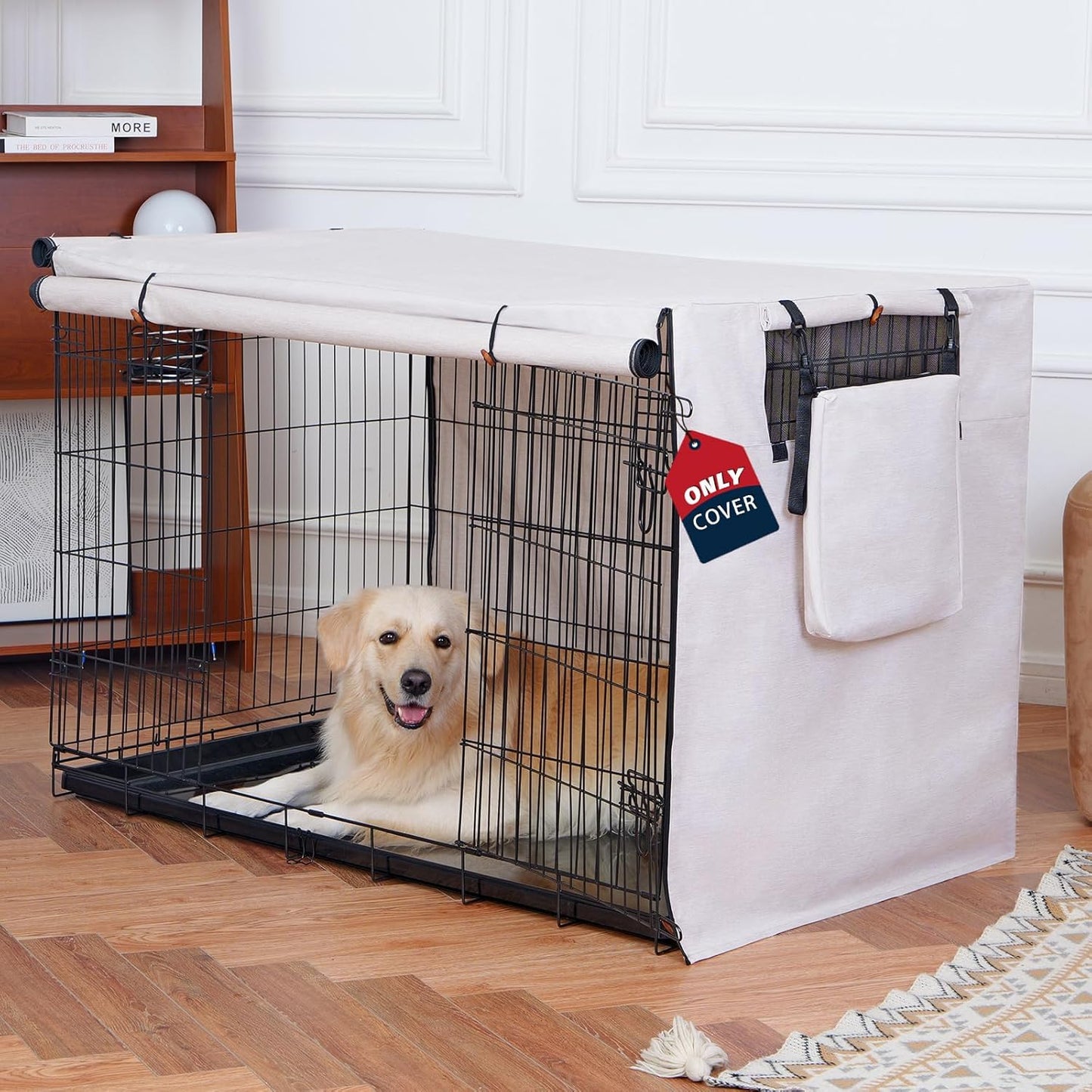 600D Dog Crate Cover for 48 Inch Wire Crate, Waterproof Beige